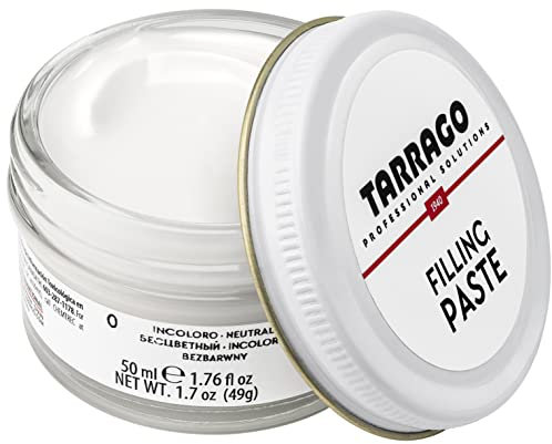 Tarrago | Pasta Ripieno Barattolo 50ml | Pasta riempitiva per riparare tutti i tipi di calzature in pelle, pelle sintetica e gomma (incolore 00)