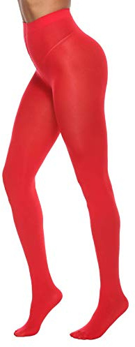 MANZI Womens 70D Coloured Tights Microfibre Soft Fashion Opaque Tights(Red,S-M)