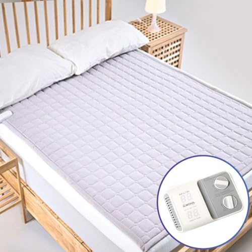 ILWOUL Heated Mattress Pad – Large Electric Bed Warmer, Dual-Zone Temperature Control, Washable 100% Cotton, Auto 15 Hours Shut Off, UL & KC Certified Heating Pad for Mattress, 55 x 70, Double