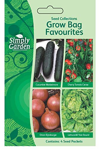 Simply Garden Vegetable Seeds Variety Pack 4 Types Lettuce Tomato Cucumber Onion Seeds Grow Bag Favourites Grow Your Own