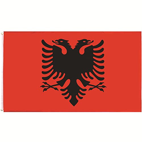 90 x 150 cm Bandiera Albania Banner di bandiere albanese nazionali Poliestere con granmetti di ottone europa Resistente alla dissolvenza UV Per sport di calcio festival sfilata decorazioni per feste