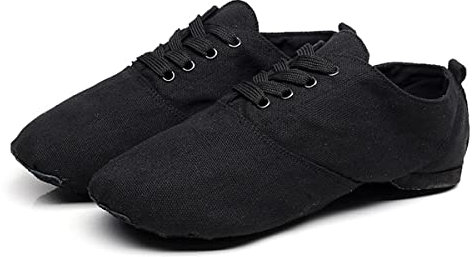 Homieco Ballettschuhe aus Segeltuch, Jazz-Schuhe, Damen, Schnürschuhe, Tanzschuhe, Mädchen, geteilte Sohle, modern, Tanzschuhe, Schwarz , 40 EU