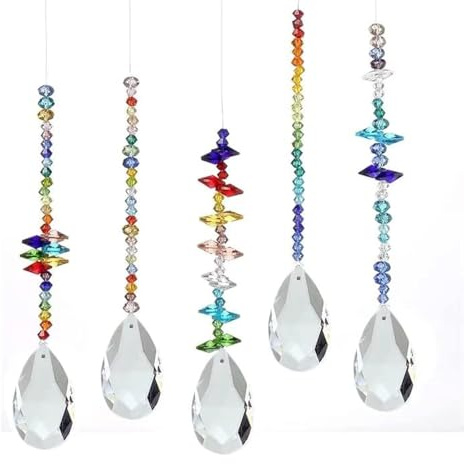 ToBeIT Attrape Soleil Cristal Suspendu, Suncatcher Prisme Arc-en-Ciel Cristal, Verre Capteur de Attrape-Soleil, Décoration pour Fenêtre Maison Jardin Mariage Noël, Fête à Faire soi-même (D)