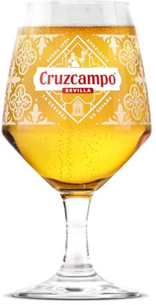 Roxley Cruzcampo Vasos de pinta X1 Original Beer Lager vasos de pinta | También viene con alfombrillas de cerveza de marca