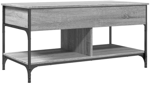 vidaXL Soffbord grå sonoma 100x50x50 cm konstruerat trä och metall, vardagsrumsbord, vardagsrumsmöbel, bord med förvaring, vardagsrumsmöbler
