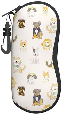 Wpamlrta Funda suave para gafas de sol con diseño de perros de dibujos animados, diseño floral, bolsa de seguridad para gafas de sol con cremallera y clip para cinturón, Como se muestra en la imagen,