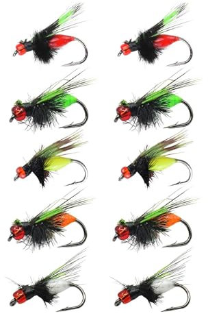 Fliegen zum Fliegenfischen, Barsch-Fliegenfischköder, 10 Stück Angelköder Forellenfliegen-Sortiment, Animierter Köder, widerhakenlose Fliegenfischköder, Topwater-Angelköder für Forellen, Panfish und m