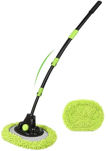 4 Sections 15°Car Wash Brush 51.6” 131cm with Telescopic Aluminum Alloy Long Handle Denser Chenille Microfiber Detail Washing Mop for Exterior Interior Car RV SUV Truck Boat Solar Panel House Clean