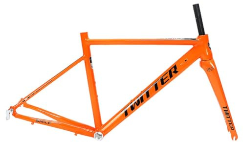 UIOPPOI C Brake Road Bike Frame 700C telaio per bicicletta in lega di alluminio 46/48/50/52 cm telaio a sgancio rapido BSA68, con forcella in carbonio (colore: arancione, dimensioni: 48 cm)