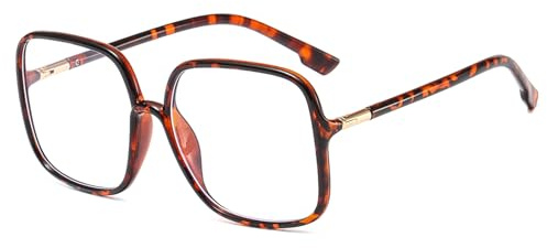 YAMEIZE Oversized Lunettes Anti Lumière Bleue pour Femme Carré Lunettes Grande Monture Rétro Lunettes Lumière Bleue Filtre pour Lecture Ordinateur