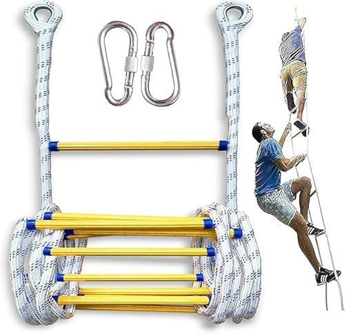 LUMSGN Échelle de Secours pour Balcon de sécurité à Deux étages (13 Pieds) avec Crochets, pour fenêtre, Balcon, Maison dans Les Arbres, échelle de Corde (50 m)
