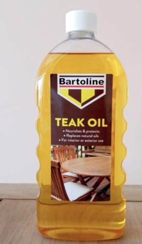 Teak Oil 1L Bundle – Decking Oil & Wood Stain for Garden Furniture, Sheds & Fences with Brush & Cloth – Interior & Exterior Wood Nourishment, Sealer & Protection