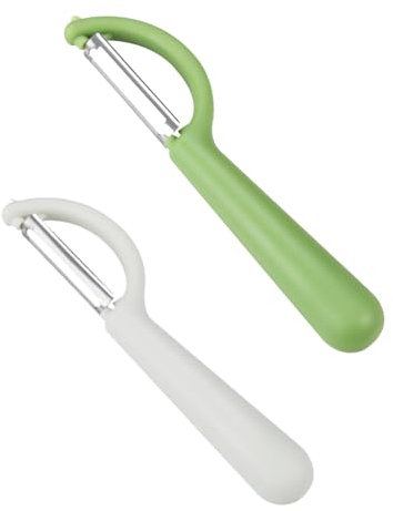 Sparschäler (2 Stück),Sparschäler Edelstahl,Mehr mit leicht zu greifenden Griffen,16,5 × 3,5 cm,Für Kartoffeln,Karotten,Gemüse und Obst,weiß+Grün