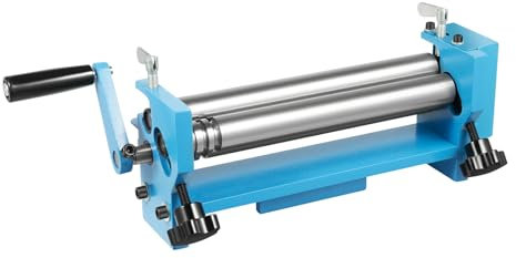 3 rulli piegatrice rotonda in acciaio temprato, piegatrice manuale a rulli per tubi/lamiere, piegatrice continua, senza manutenzione e calibrata di precisione, con maniglia di sicurezza e goniometro