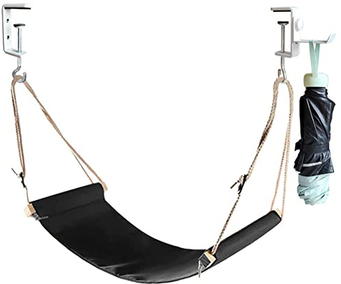 Auoinge Canvas Foot Rest Hammock, Adjustable Mini Foot Rest Stand Under Desk for Home and Office