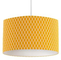 Gelber Lampenschirm mit weißem geometrischem Muster, Decken oder Tischlampenschirm