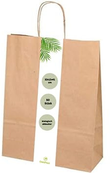 DeinPack Umweltschonende Papier Tragetaschen groß I Papiertüten Geschenktüten Papiertragetaschen biologisch abbaubar, kompostierbar I 50 x braune Papier Tüten 32 x 12 x 41 cm