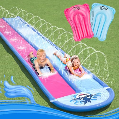 MicaYoung Wasserrutsche Water Slide (610cm x 178cm) mit 2 Bodyboards Outdoor Wasser Rutsche für Kinder Sommer