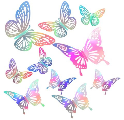 Hariendny 3D Schmetterlinge Deko - 48 Stück 2 Stile Und 3 Größen Laser Wanddekoration, Wandtattoo für Geburtstag, Babyparty, Kinderzimmer