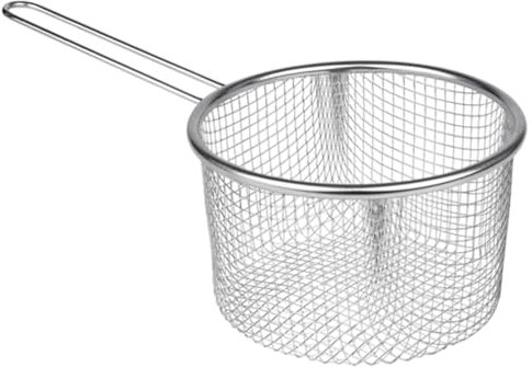 Space Home - Panier à Frire avec Poignée - Panier à Friteuse Ronde - Cuisson pour Frites, Doigts Poulet, Anneaux d'oignon, crevettes - Acier inoxydable - 16 cm