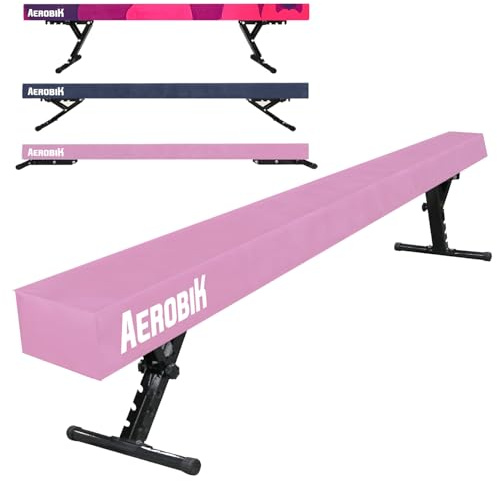 Original Cup Aerobik Poutre de Gymnastique Rose pour Enfants | Hauteur Réglable sur 5 Niveaux de 16,5 à 56,5 cm | Montage Facile et Sécurité Maximale | Antidérapante