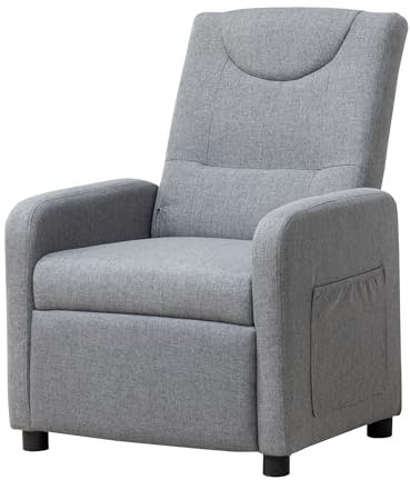 Thanaddo Relaxsessel Fernsehsessel Ruhesessel mit Liegefunktion, Einzelliege Sessel 140° Verstellbarer Rückenlehne, Ergonomisch Lounge Sessel bis 160 kg für Wohnzimmer Heimkino, Leinen Grau