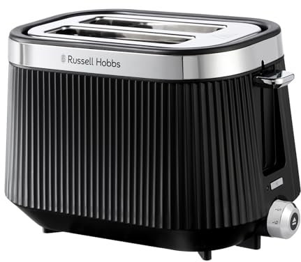 Russell Hobbs 2 Slice Toaster [980W, Frozen/Cancel/Reheat function with Indicator light] Brontë (Extra wide slots, 6 Browning levels, Lift & Look function, Lift high feature) Matte Black - 26760