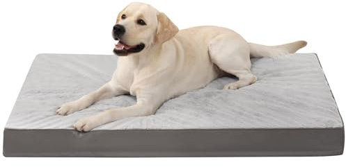 KSIIA Orthopädisches Hundebett Grosse Hunde, Hundekissen Waschbar 105x70cm, Hundebetten mit Abnehmbarer Deckel, Hundematte Doppelseitig Wendbare, Grau