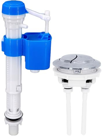 atnayo 2 Pcs Toilet Cistern Flush Parts Set, 1 Dual Flush Toilet Push Button 1 Toilet Fill Valve for Tank Water System Replacement