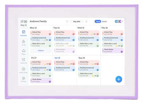 Hamwesh 10,1 smart digital kalender och sysslorstabell, HD-pekskärm för familjeplanering med WiFi-synkronisering, digital fotoram för smidig schemaläggning och fotoramsvisning