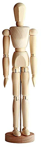 SIXRUN Manichino da Disegno, Manichino Umano in Legno per Artisti con Corpo e Base Flessibili, Modello Articolato da 13 Cm per Disegno, Pittura, Fotografia (Circa 13 cm)