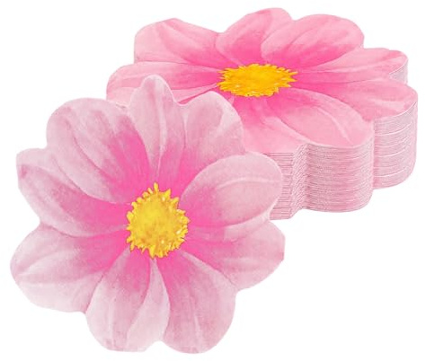 50 servetter blommor, rosa engångs blommiga pappersservetter, blommor dekoration cocktailservetter för brud shower bröllop födelsedag sommar middag fest bordsdekoration