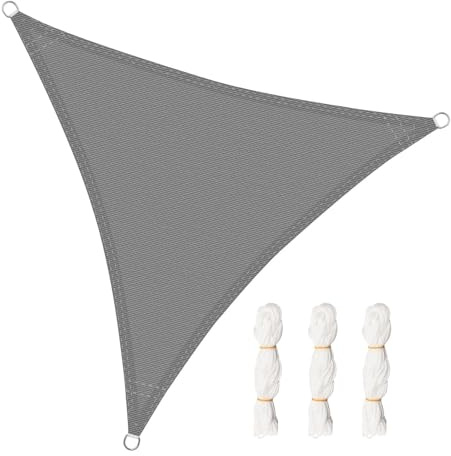 WOLTU Toldo Vela de Sombra Triangular 5x5x5 m HDPE Transpirable Anti Rayos UV Solar protección 85% Resistente y para Jardín, Patio, Exteriores Arena, Gris
