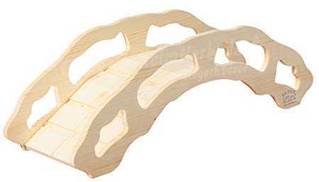 Resch Nr31 Rundbogenbrücke naturbelassenes Massivholz aus Fichte/extra flach, mit Tief eingefrästen Rillen zum einfachen Klettern/sehr stabil - belastbar bis ca. 25kg