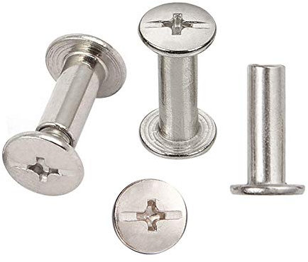 INCREWAY 30 Sets Chicago Reliure Vis, reliure à vis de reliure nickelée 5 mm x 15 mm, ton argent