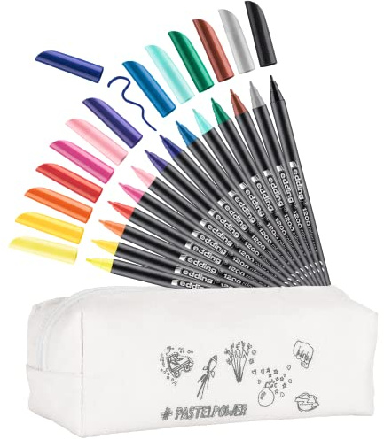 edding 1200 Fasermaler fein - mehrfarbig - 12 Stifte + 2 gratis - Rundspitze 1 mm - Filzstift zum Zeichnen und Schreiben - das perfekte Set für den Schulanfang