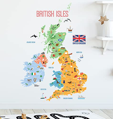 DECOWALL DL-2002 Mappa del Regno Unito Adesivi da Parete Decorazioni Stickers Murali Soggiorno Asilo Nido Camera Letto per Bambini decalcomanie