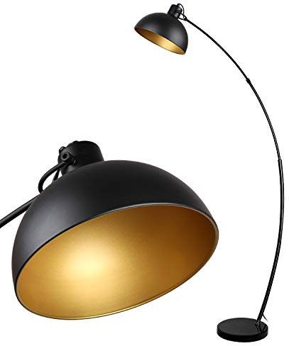 Osasy Floor lamp, Vintage Arc Floor Lamp,Retro Floor Lamps in Black-Golden,Adjustable lampshade, 1x E27 max. 60 Watt,165 cm Floor lamp Metal,for Reading, Living Room, Lounges