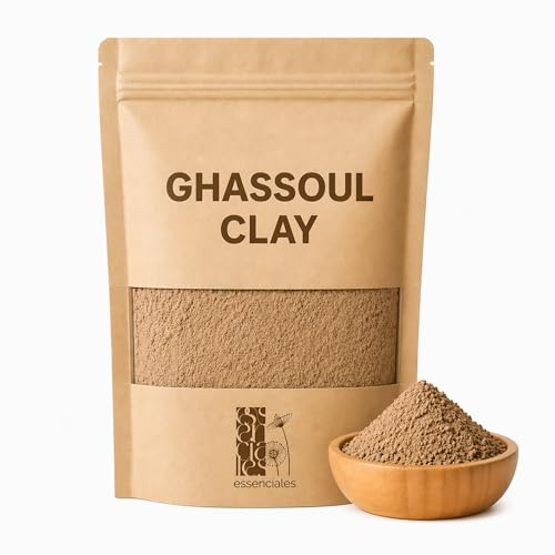 Arcilla Ghassoul Cuida de tu Cabello y Piel - Brillo Natural para tu Piel y Cabello Fuerte - ESSENCIALES 500g, Limpieza profunda de la piel, Elimina el exceso de grasa en la piel, Exfoliante suave