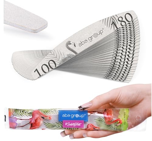 Aba Group Nagelfeile Set Professionell - Doppelseitig Nagelfeilen für Gelnägel - Nagelpfeile Slim (2mm) 25 Stück - Feilen für Gelnägel Gradation 180/240 - Nagelskötsel och Stylingverktyg – Halvmåneform