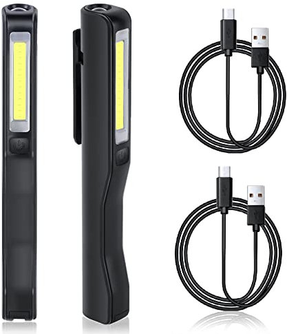 flintronic Werkstattlampe, LED Arbeitsleuchte, COB Arbeitsleuchte, LED Handlampe Wiederaufladbare, Superhelle LED Inspektionsleuchten mit Magnet Clip und USB Ladungskabel Schwarz (2 Stück)…
