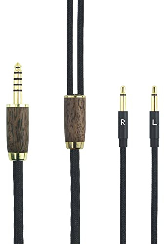 4,4 mm symmetrisk kontakt, 6 N OCC, silverpläterad kopparkabel, 4,4 mm symmetrisk kabel, kompatibel med Meze 99 Classics, för Meze 99 Neo-hörlurar, valnötsträ hölje