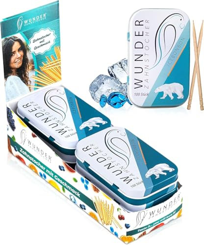 Wunder Zahnstocher Display (6er Pack) - Zahnstocher mit Geschmack - frischer Atem mit Aromatisierte Zahnstocher - Zuckerfrei