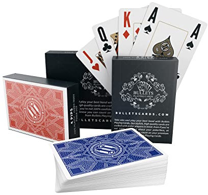 Bullets Playing Cards, 2X wasserfeste Paulie- Design Plastik Pokerkarten, 4 Eckzeichen, Deluxe Kartenspiele, Jumbo Index, Profi Premium Spielkarten für Texas Holdem Poker