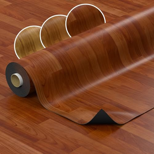 PVC Bodenbelag Vinylboden Meterware in Holzoptik Fußbodenbelag Auslegware Vinyl für Küche Wohnzimmer Badezimmer Anti-Rutsch 140cm Breite Wenge 100x140cm