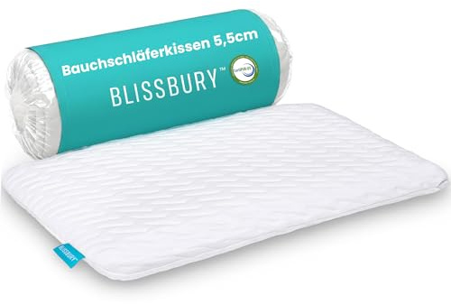 BLISSBURY Thin Pillow for Stomach Sleeper – 2.2 Ultra Flat Memory Foam | Super Thin Low Loft Support for Belly Sleepers | Best Pillow for Neck Alignment and Front-Sleeping Comfort