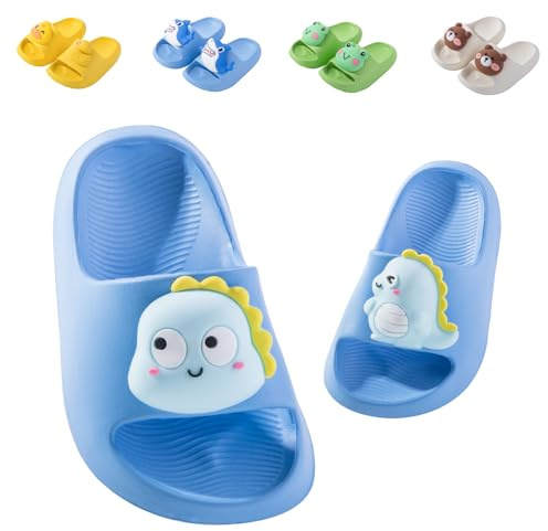 Pantoufles de Bain Enfants Chaussons Été Fille Garçon Tongs Claquette Chaussures pour Piscine et Plage Antidérapant Plates Sandales Bleu 7620 26/27 (Taille de l'étiquette 180mm)