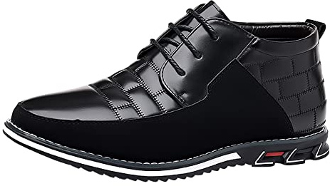 Zapatos de traje para hombre, con cordones, de piel, para negocios, piel sintética, con cordones, para el tiempo libre, mocasín, para bodas, para esmoquin, zapatos de negocios, tallas 39-48, Negro ,