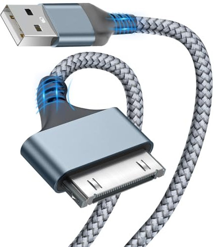 USB-auf-30-Pin-Ladekabel, geflochtenes USB-Ladekabel aus Nylon, kompatibel mit iPhone 4/4s/3G/3GS, iPad 1 2 3, iPod Touch 4 3 2 1, iPod Classic 3 2 1