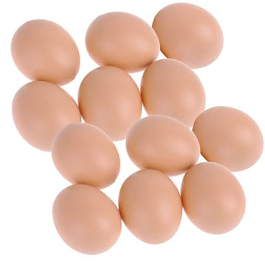 12 Huevos de Plástico Falsos - Regalos, Juguetes y Decoración para Gallinero - Imitación de Huevos de Gallina